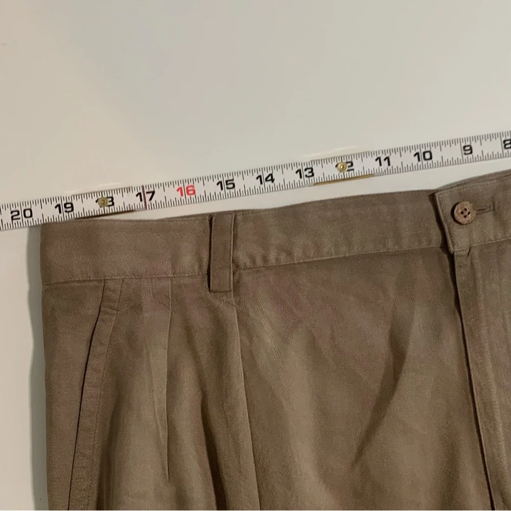 Tommy Bahama Taupe Havana Herringbone Pleated Silk Shorts Size 40 9” Inseam